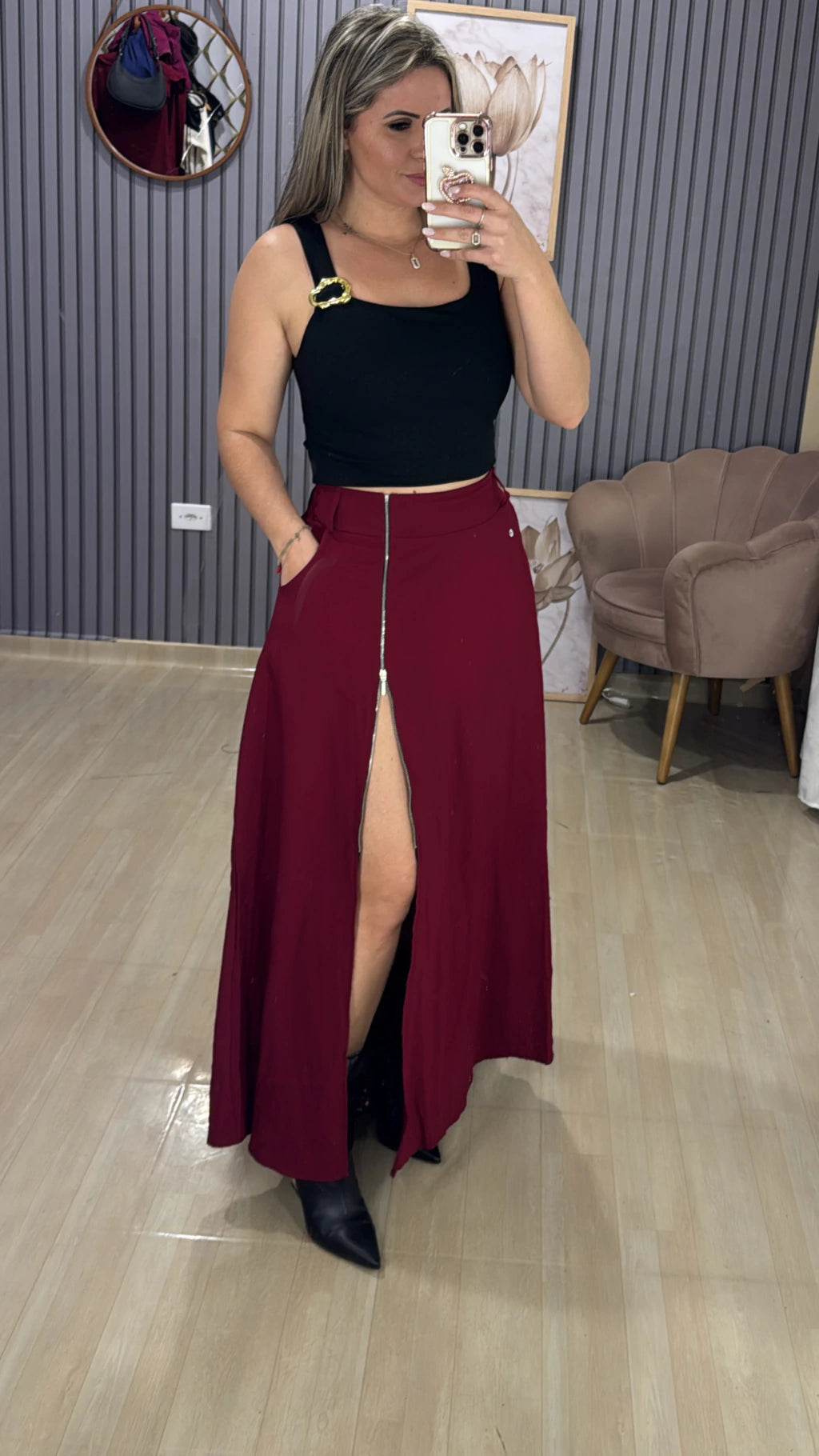 Saia longa zíper Bia