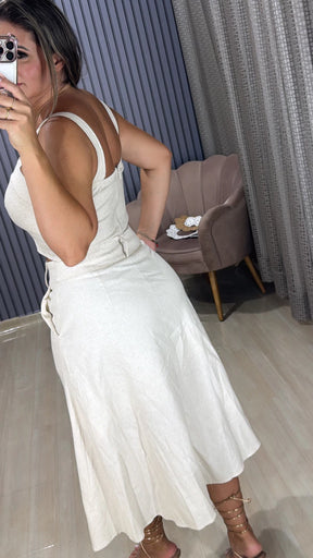 Conjunto saia MIDI linho