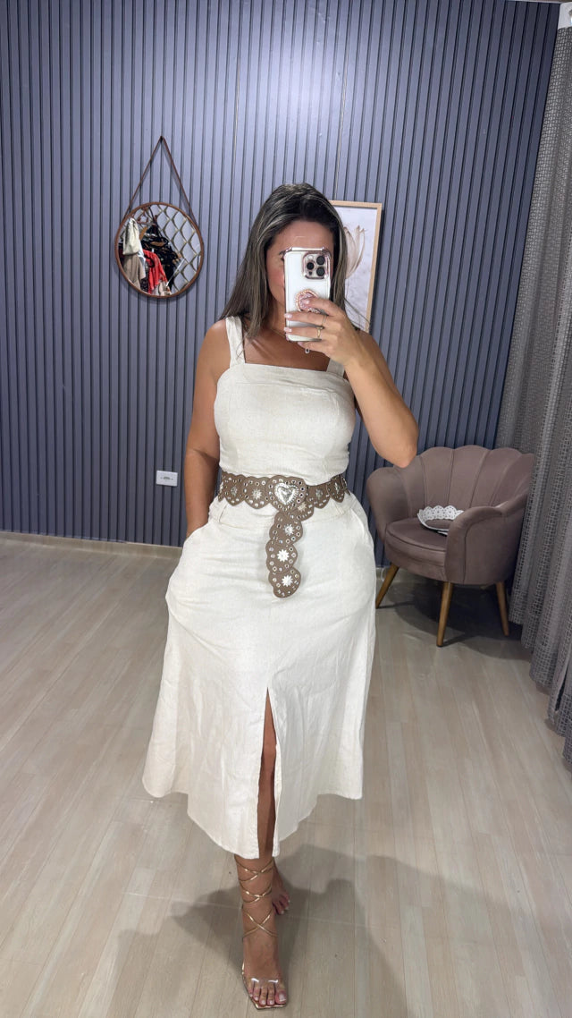 Conjunto saia MIDI linho