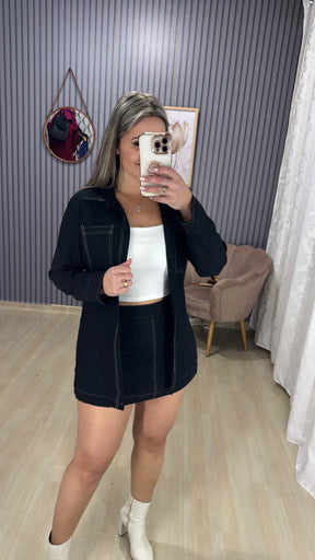 Conjunto shorts saia camisa