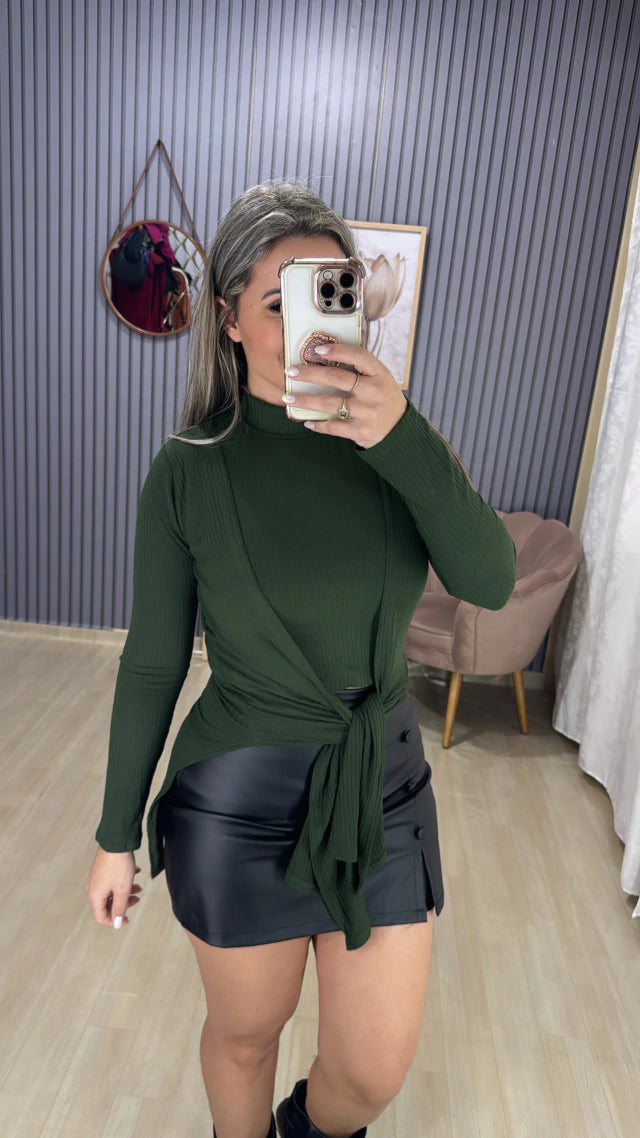 Conjunto croped e cardigan