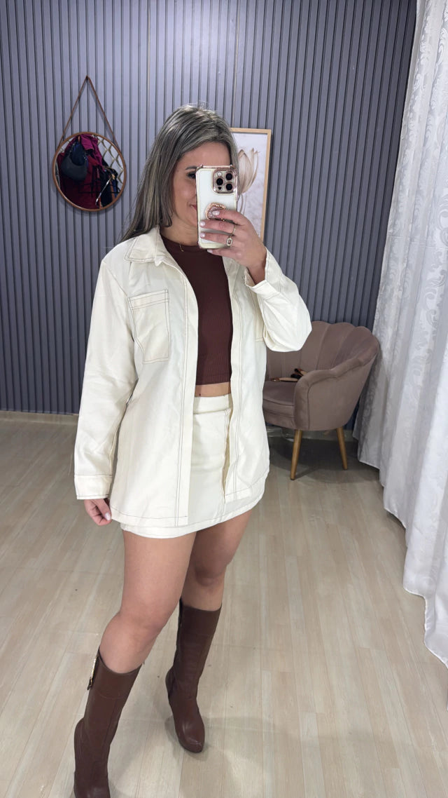 Conjunto shorts saia camisa