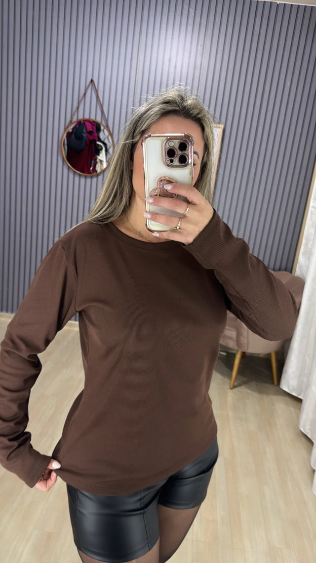 Blusa canelada termica plus