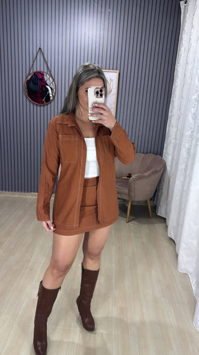 Conjunto shorts saia camisa