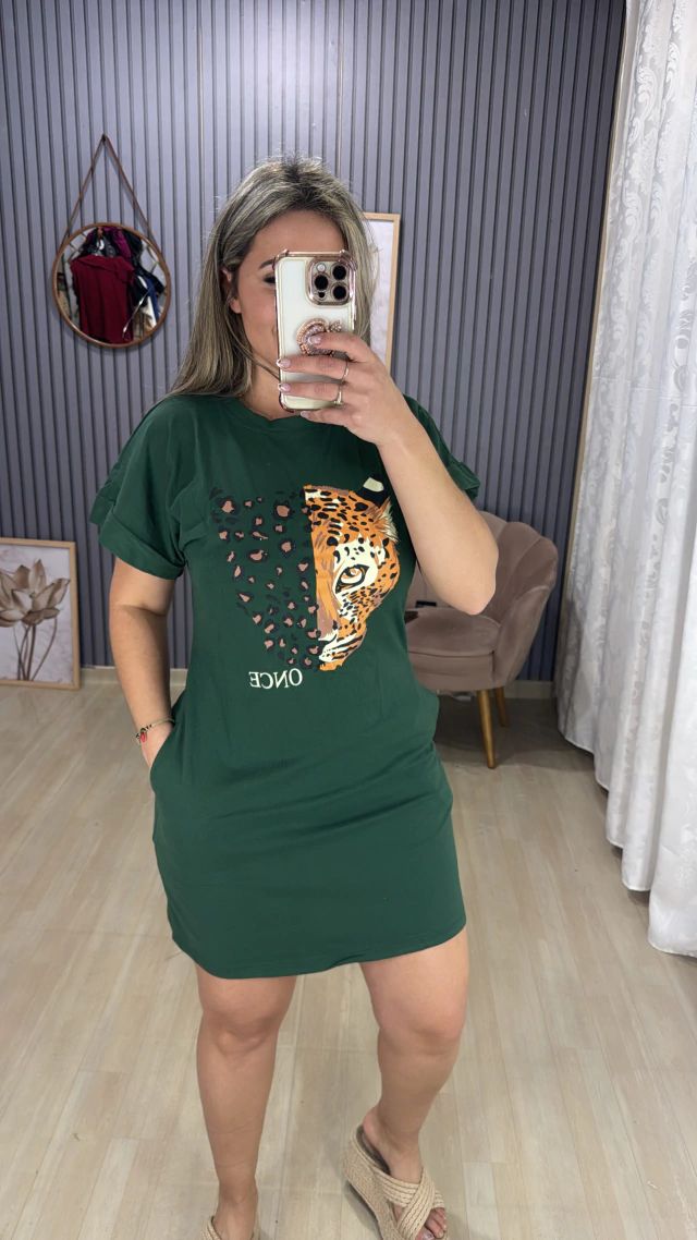 Vestido Camisetão onça