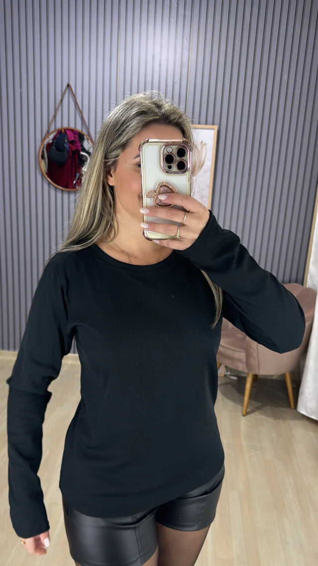 Blusa canelada termica plus